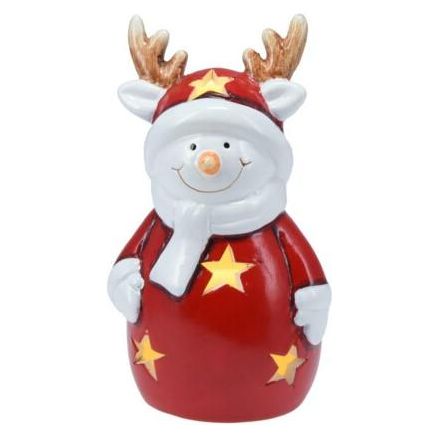 Figure With LED Antler 17cm Snowman - Beales department store