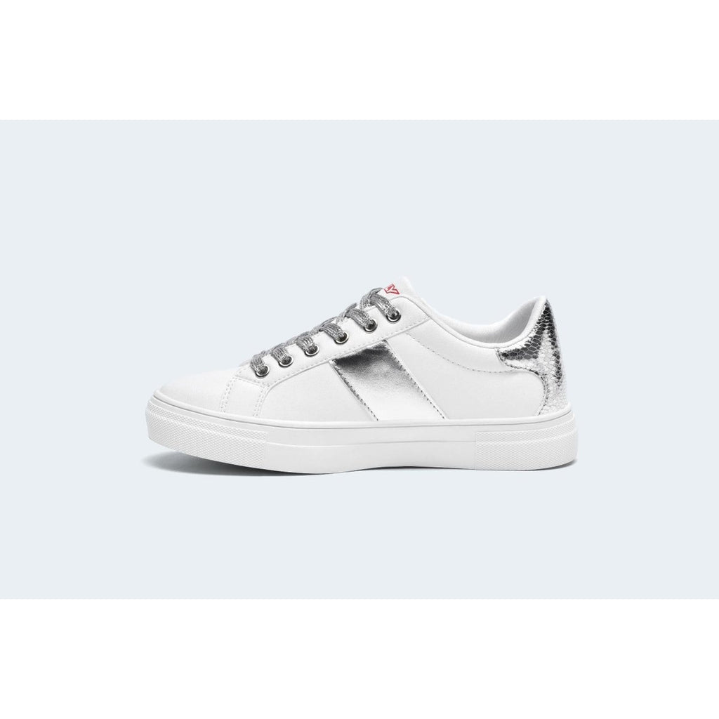 Finily Holly Womens Lace - up Casual Trainer - White/Silver - Beales department store