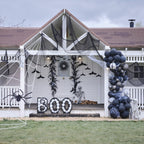 Happy Halloween Balloon Bunting with Hanging Bats and Cobwebs- 5 Inner Pack