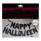 Happy Halloween Balloon Bunting with Hanging Bats and Cobwebs- 5 Inner Pack