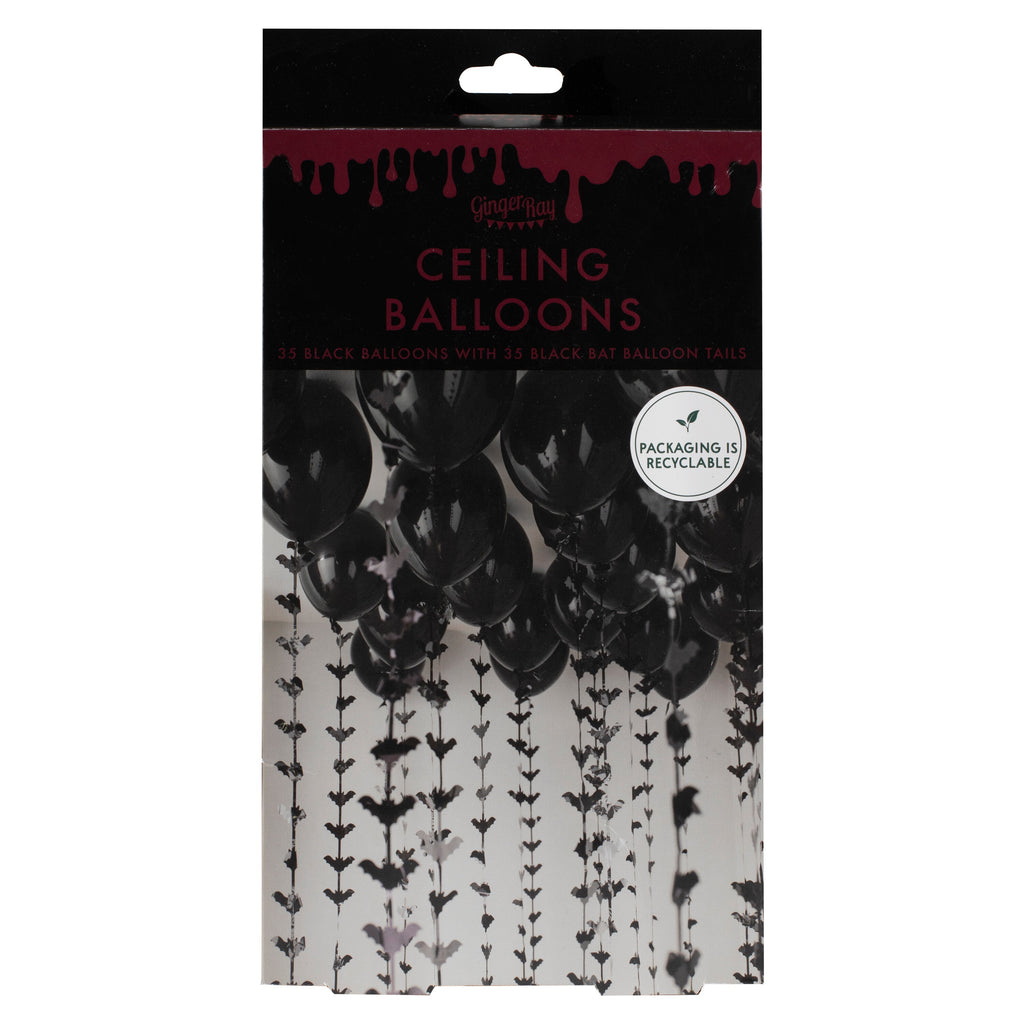 Halloween Balloons Ceiling Kit with Bat Balloon Tails