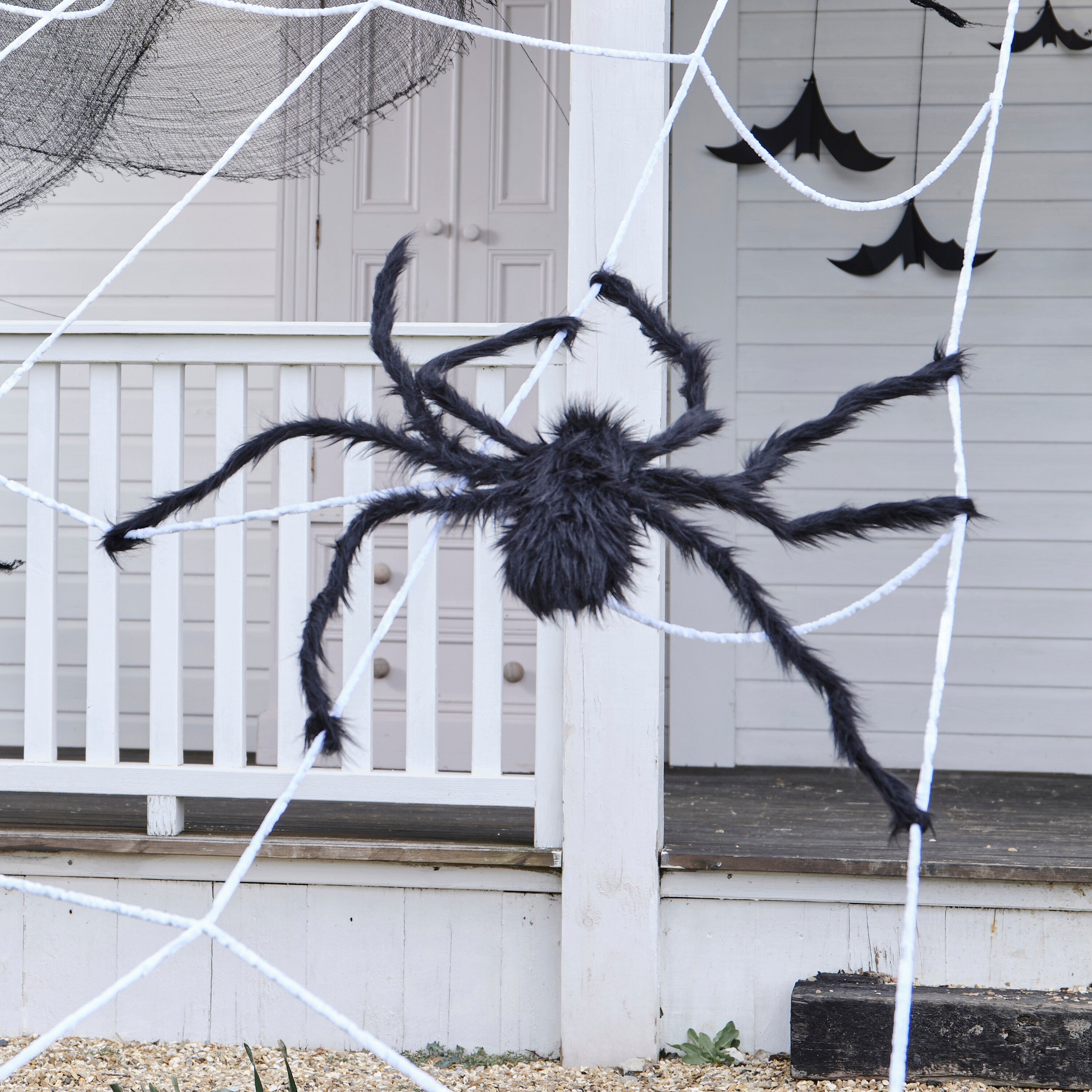 Giant Halloween Spider Web Decoration with Large Spider
