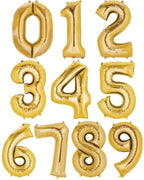 Gold Foil Number Balloons - 16" Air Fill
