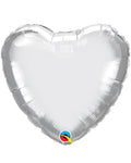 Silver Chrome Heart Balloon - 18" Foil - Unpackaged