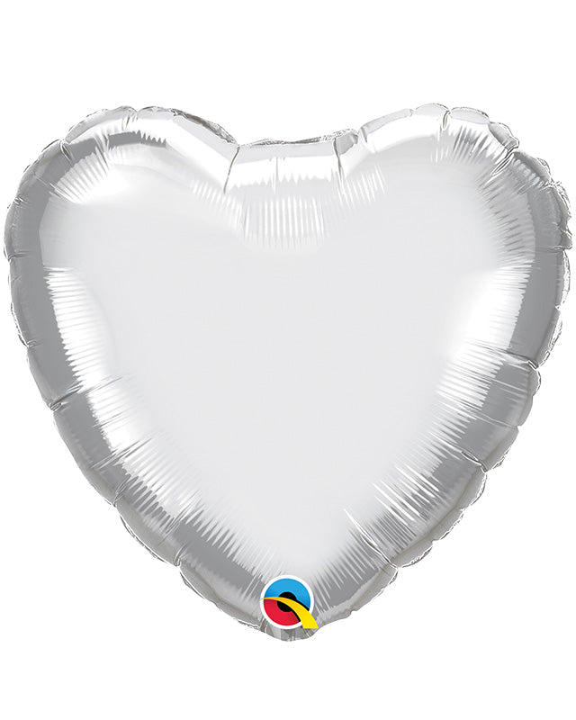 Silver Chrome Heart Balloon - 18" Foil - Unpackaged