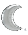 Platinum Satin Luxe Cresent Balloon - 35" Foil