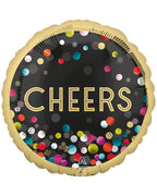 CHEERS Confetti Double Sided Balloon - 18" Foil