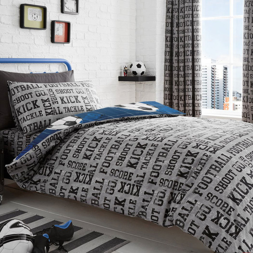 Football Blue Reversible Kids Duvet Set