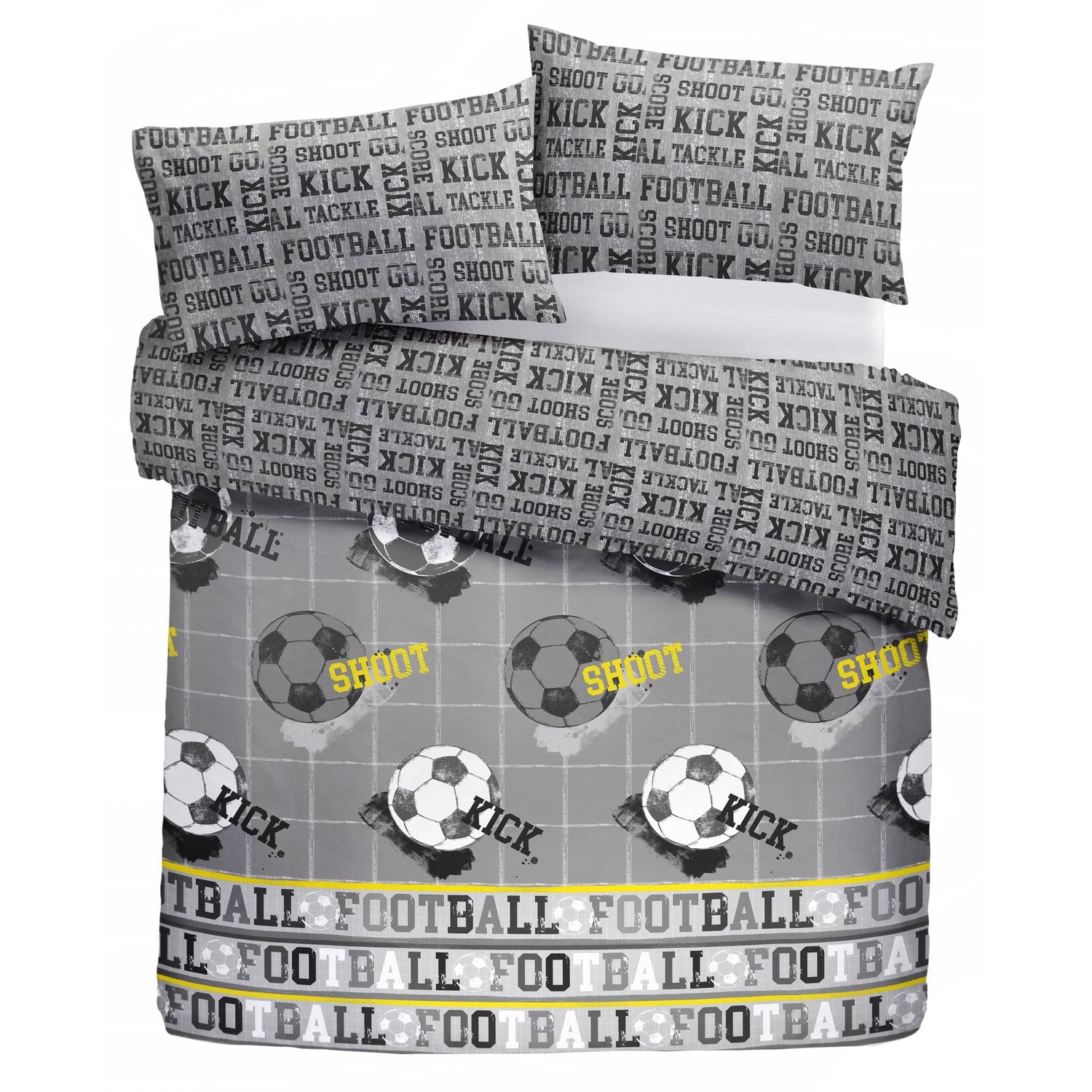 Football Grey Reversible Kids Duvet Set