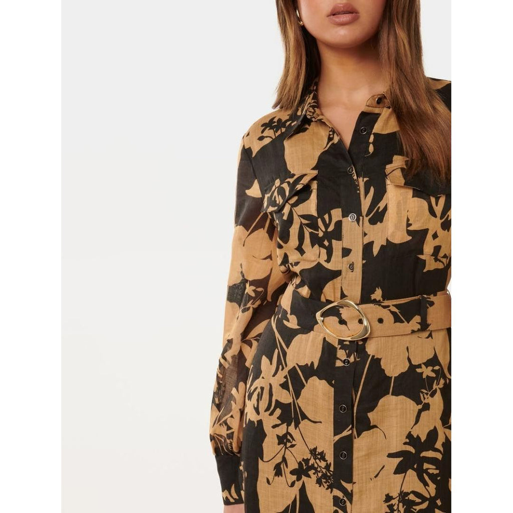 Forever New Janie Printed Shirt Midi - Hensley Floral - Beales department store