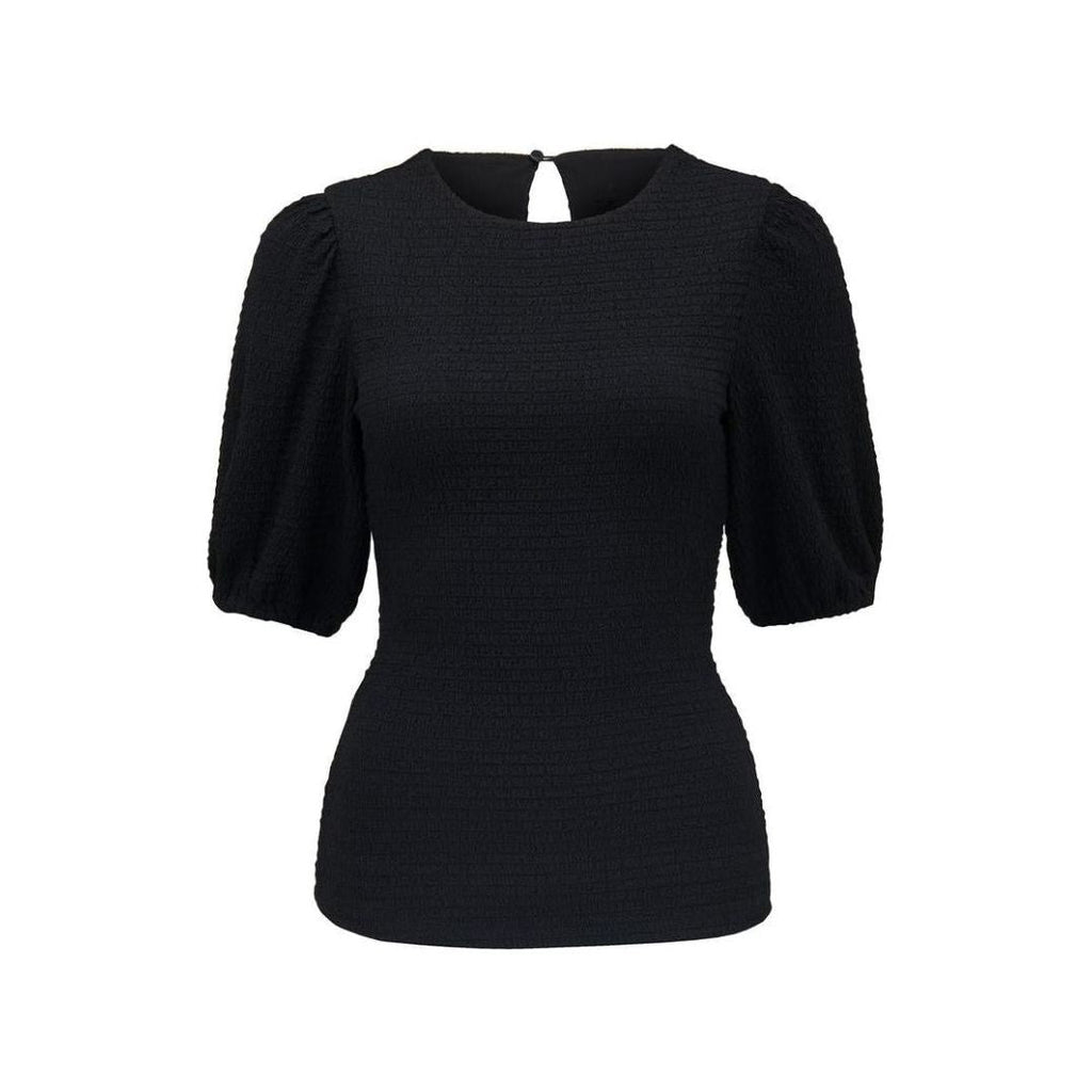 Forever New Jolanta Textured Puff Sleeve Top - Black - Beales department store