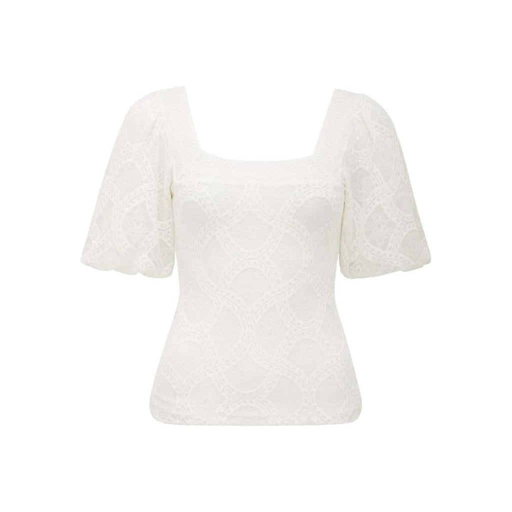 Forever New Rosemary Lace Square Neck Top - Porcelain Jersey - Beales department store