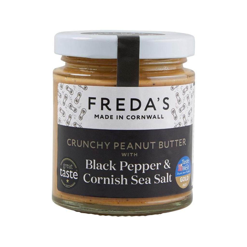 Freda’s Crunchy Peanut Butter with Black Pepper & Cornish Sea Salt 180g - Beales department store