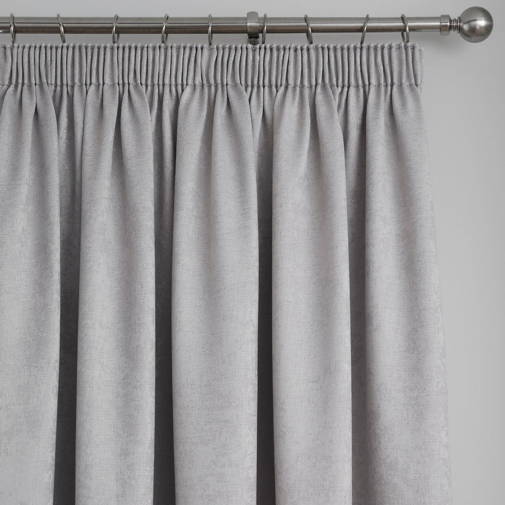 Galaxy Silver Grey Dim Out Pencil Pleat Curtains