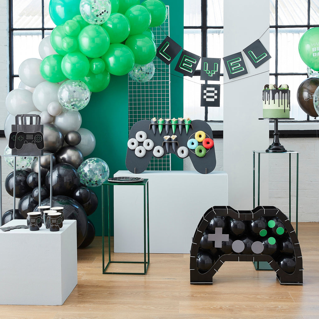Black, Green and Grey Balloon Mosaic Balloon Pack with Letters- 5 Inner Pack