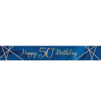 Navy & Gold Geode 'Happy 50th Birthday' Foil Banner - 2.74m