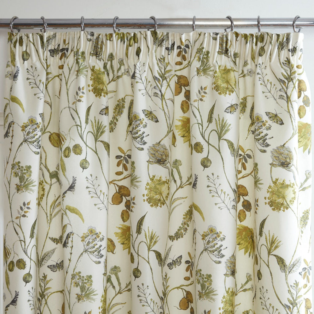 Grove Fennel Green Pencil Pleat Curtains
