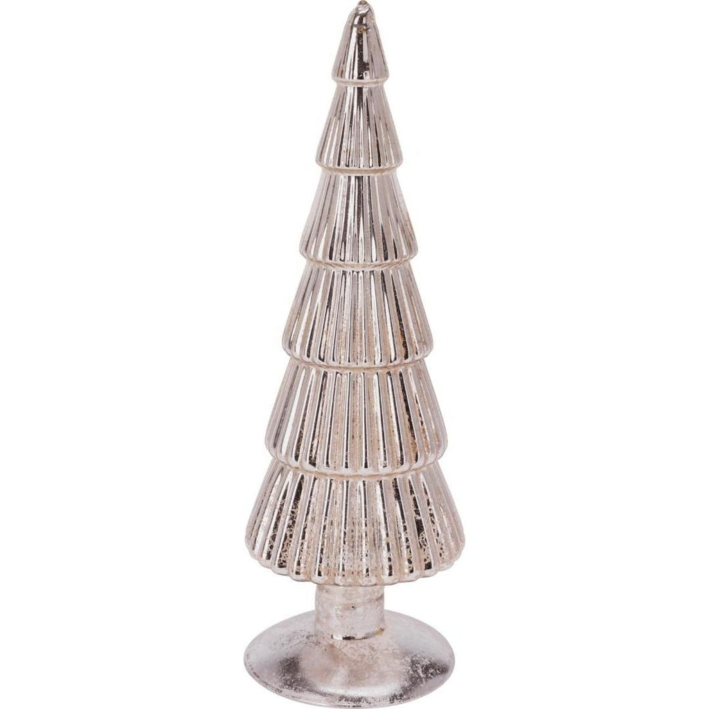 Glass Christmas Tree 25cm Grey Smoke - Beales department store