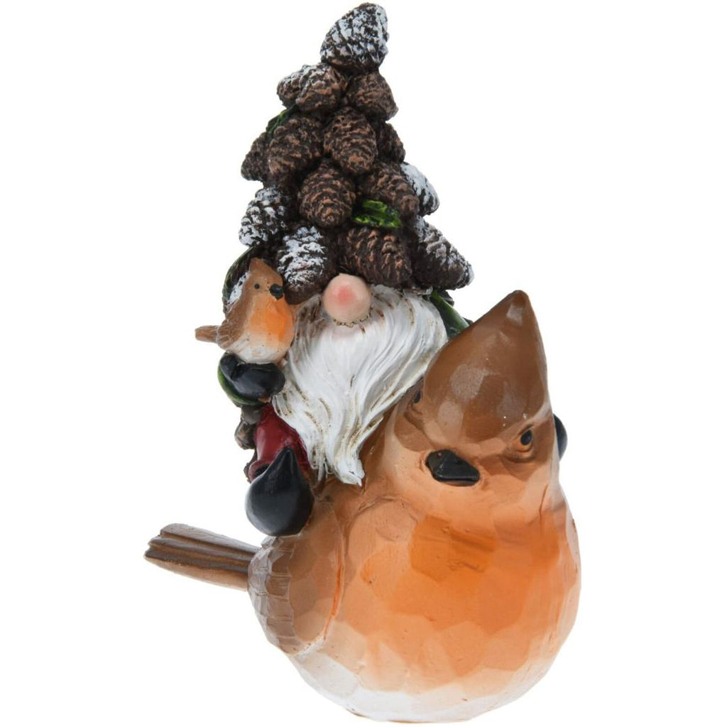 Gnome On Bird 12x7x15cm Holding Bird - Beales department store