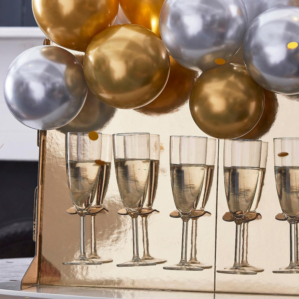 Gold Drinks Stand with Chrome Balloons - Beales department store