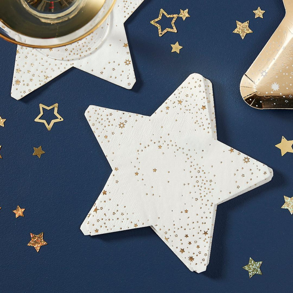 Gold Foiled Star Paper Napkins - Beales department store