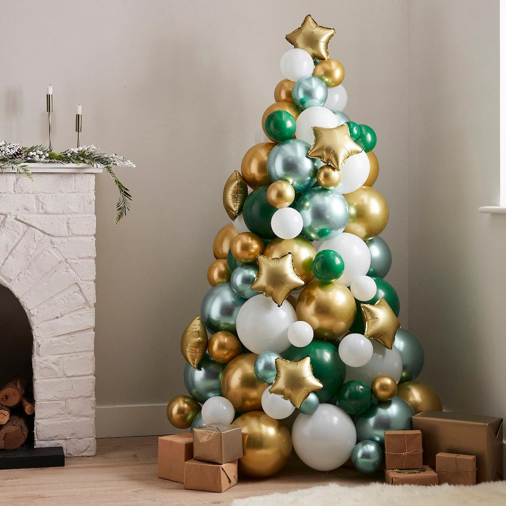 Green, Gold And White Balloon Christmas Tree Kit - Beales department store