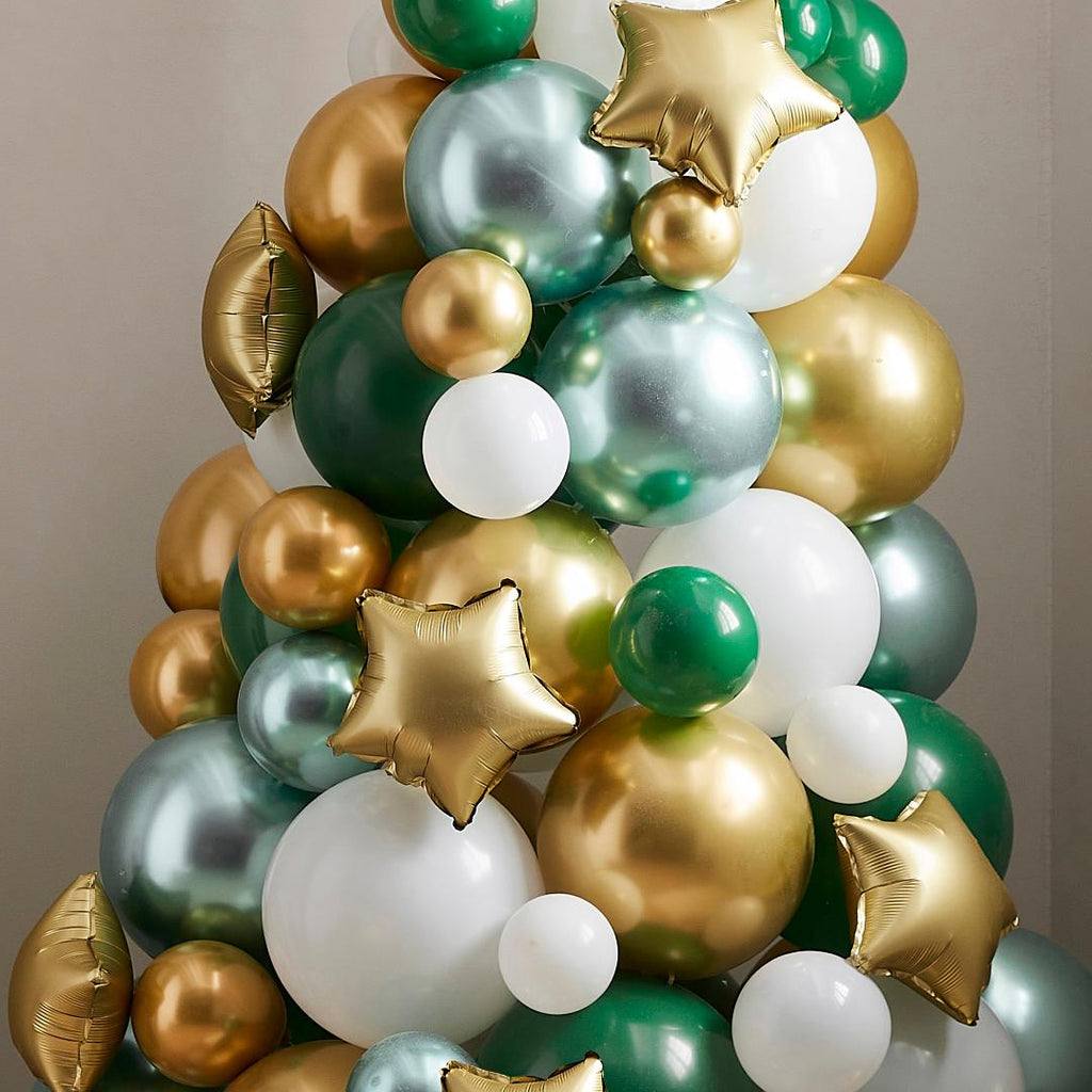 Green, Gold And White Balloon Christmas Tree Kit - Beales department store