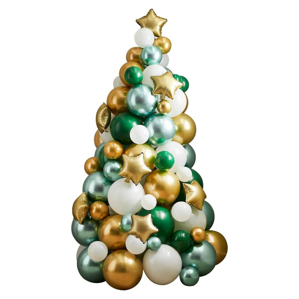 Green, Gold And White Balloon Christmas Tree Kit - Beales department store