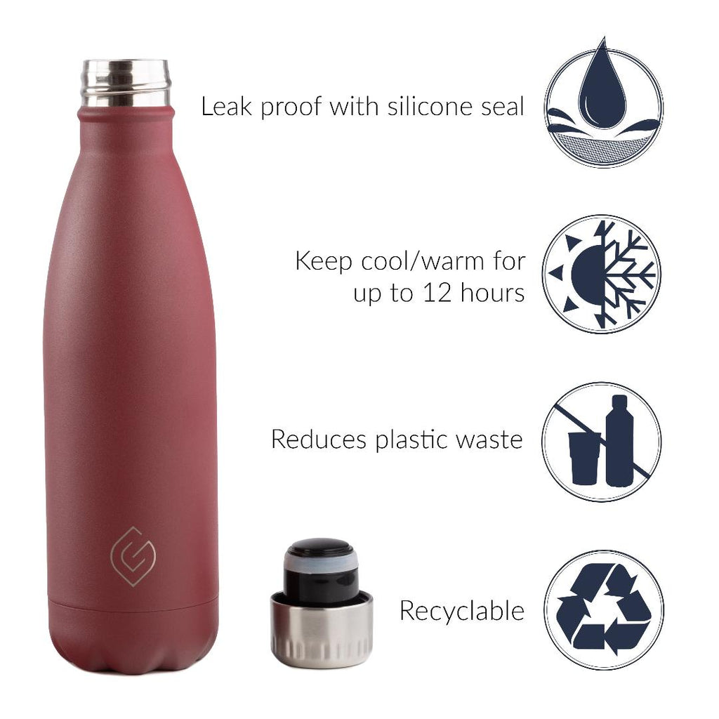 Greenfield Collection Coast Insulated Bottle - Red - Beales department store