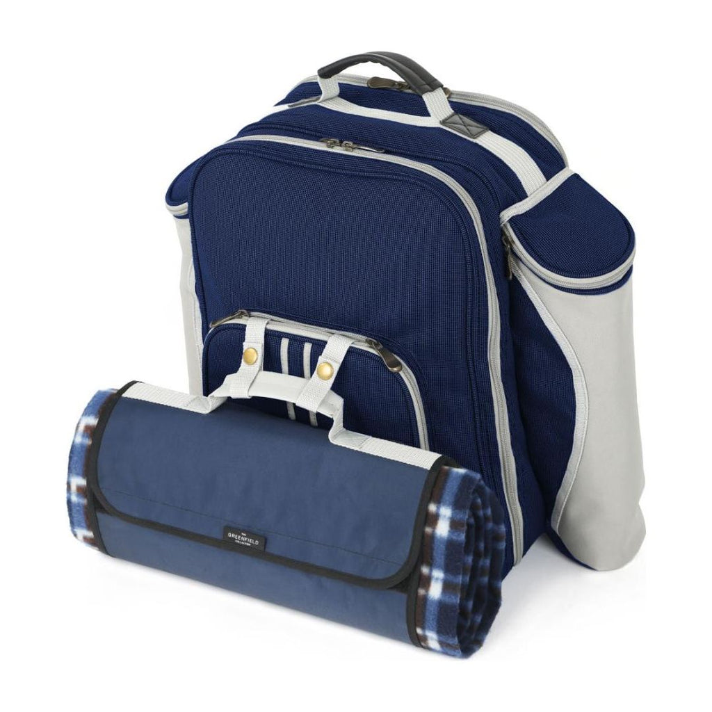 Greenfield Collection Midnight Blue Deluxe Picnic Hamper Backpack (2 person) - Beales department store