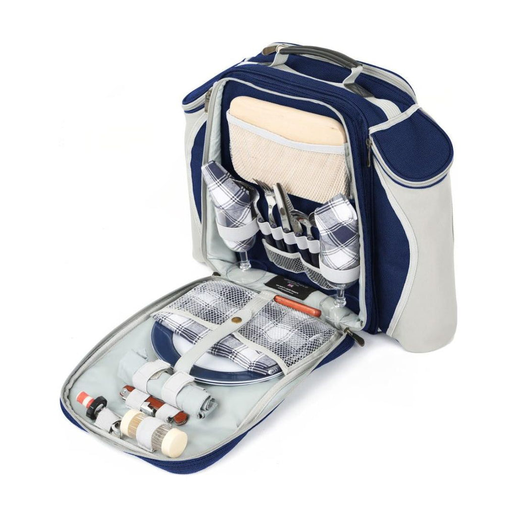 Greenfield Collection Midnight Blue Deluxe Picnic Hamper Backpack (2 person) - Beales department store