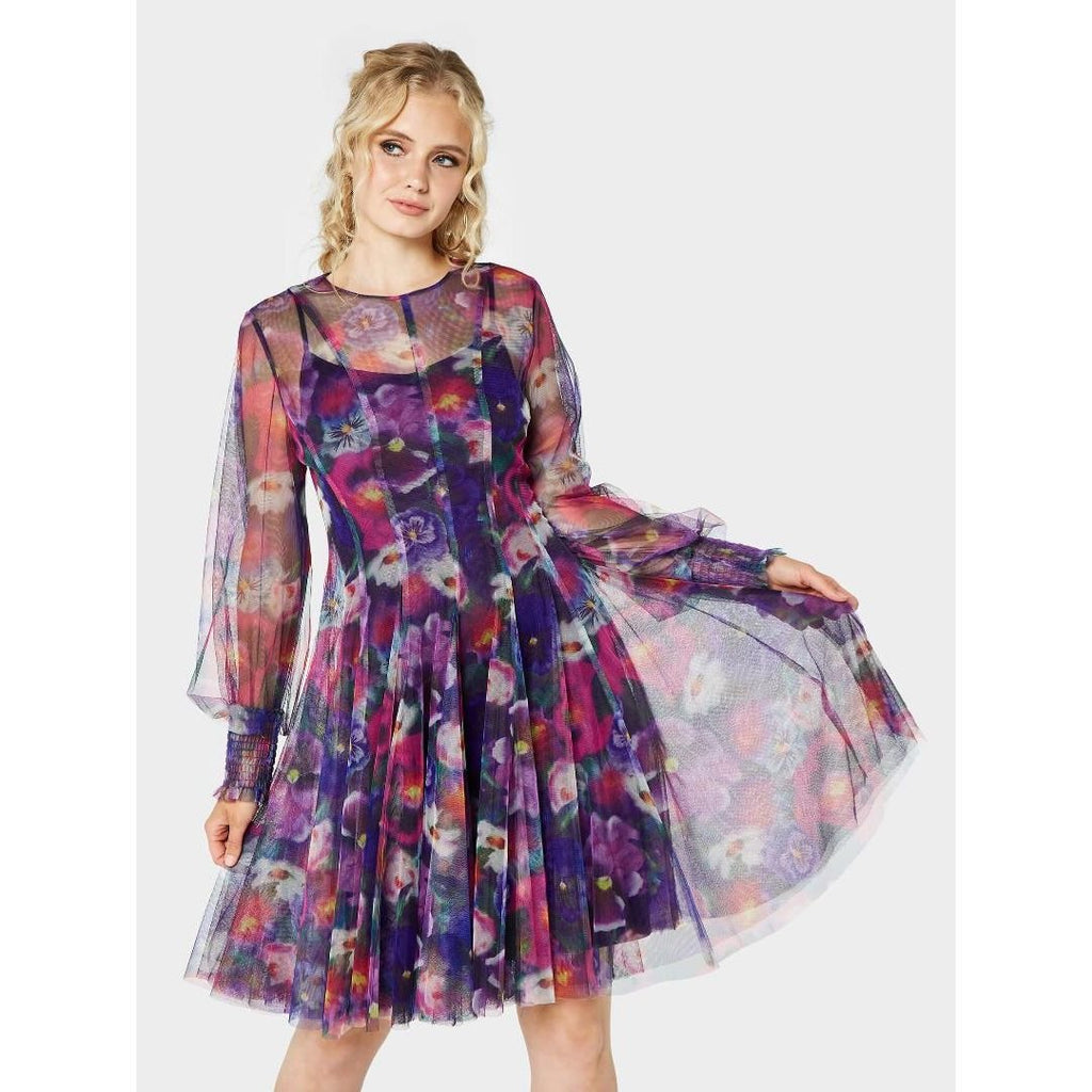 GWD by George Davies Margot Mesh Dress - Purple/Pink - Beales department store