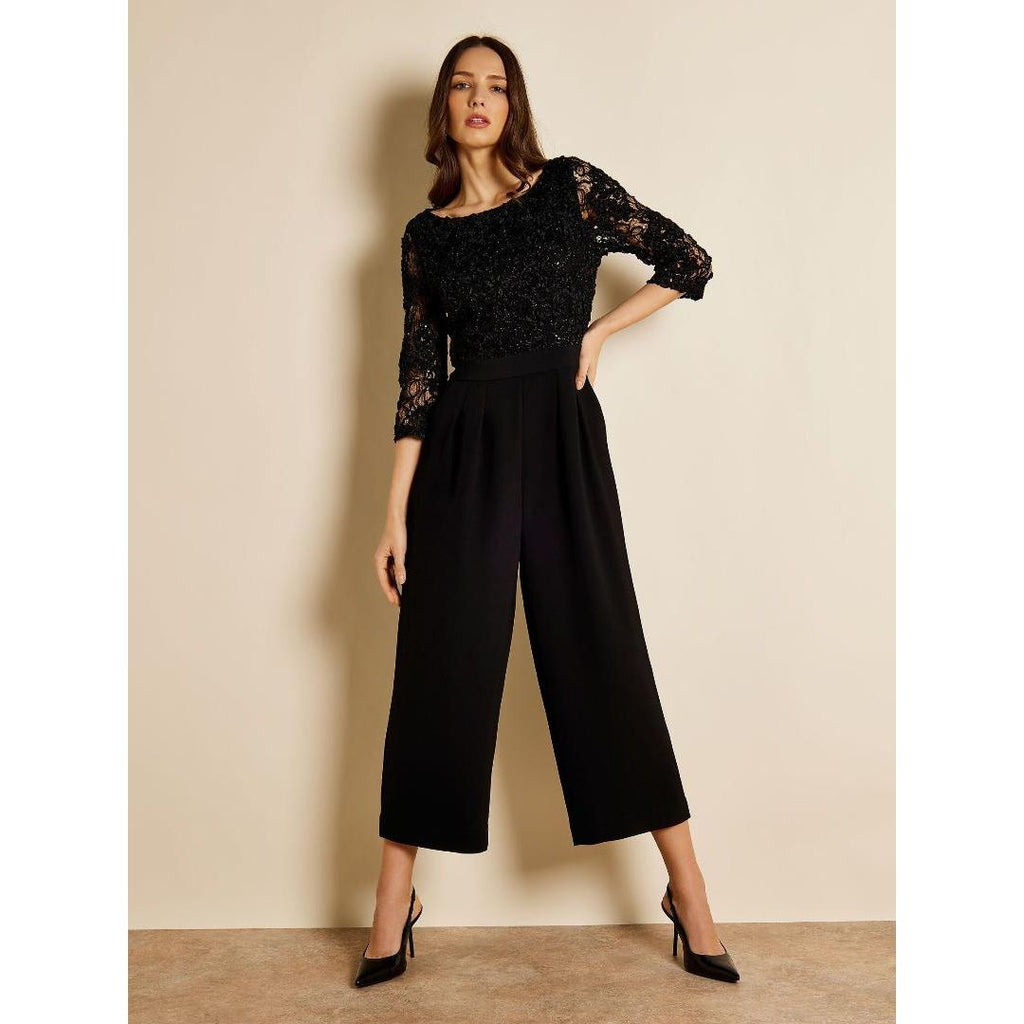 GWD by George Davies Martina Embellished Jumpsuit - Black - Beales department store