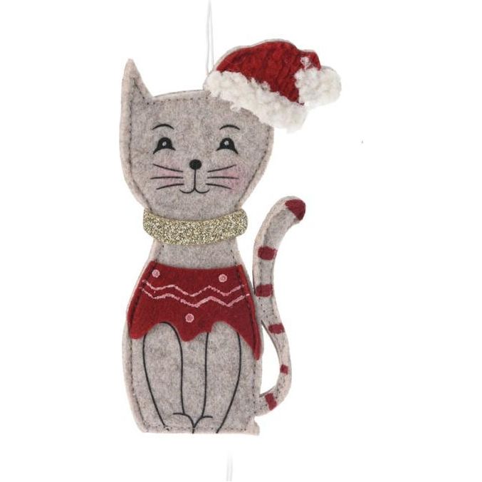 Hanging Decoration 16cm Cat With Gold Collar - Beales department store