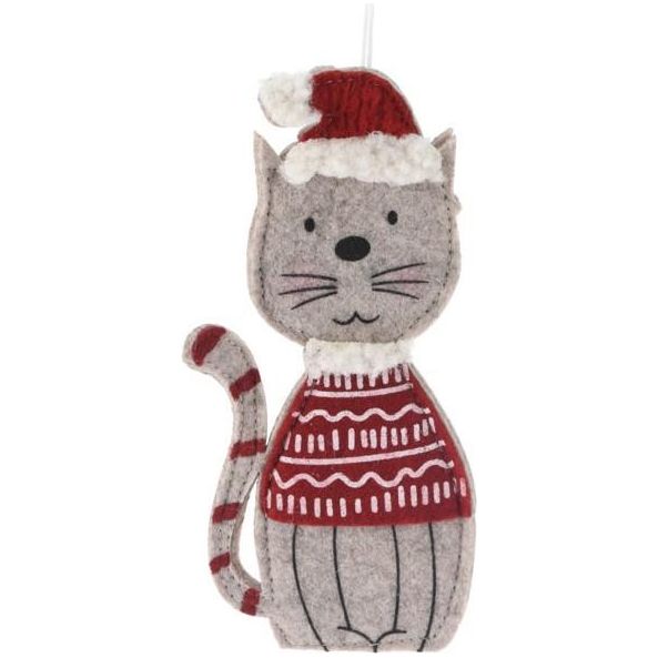 Hanging Decoration 16cm Cat With White Collar - Beales department store