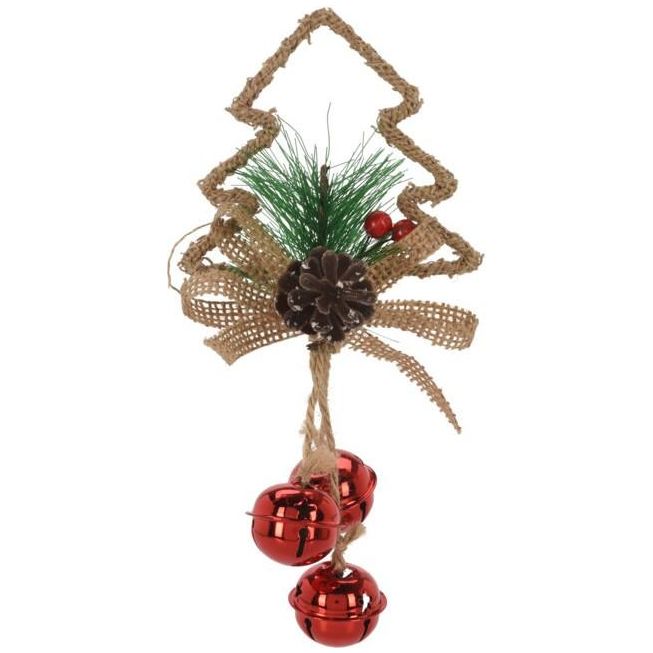 Hanging Decoration With Bells 16cm Red Tree 3 Small Bells - Beales department store