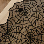 Black Spider Web Halloween Table Runner