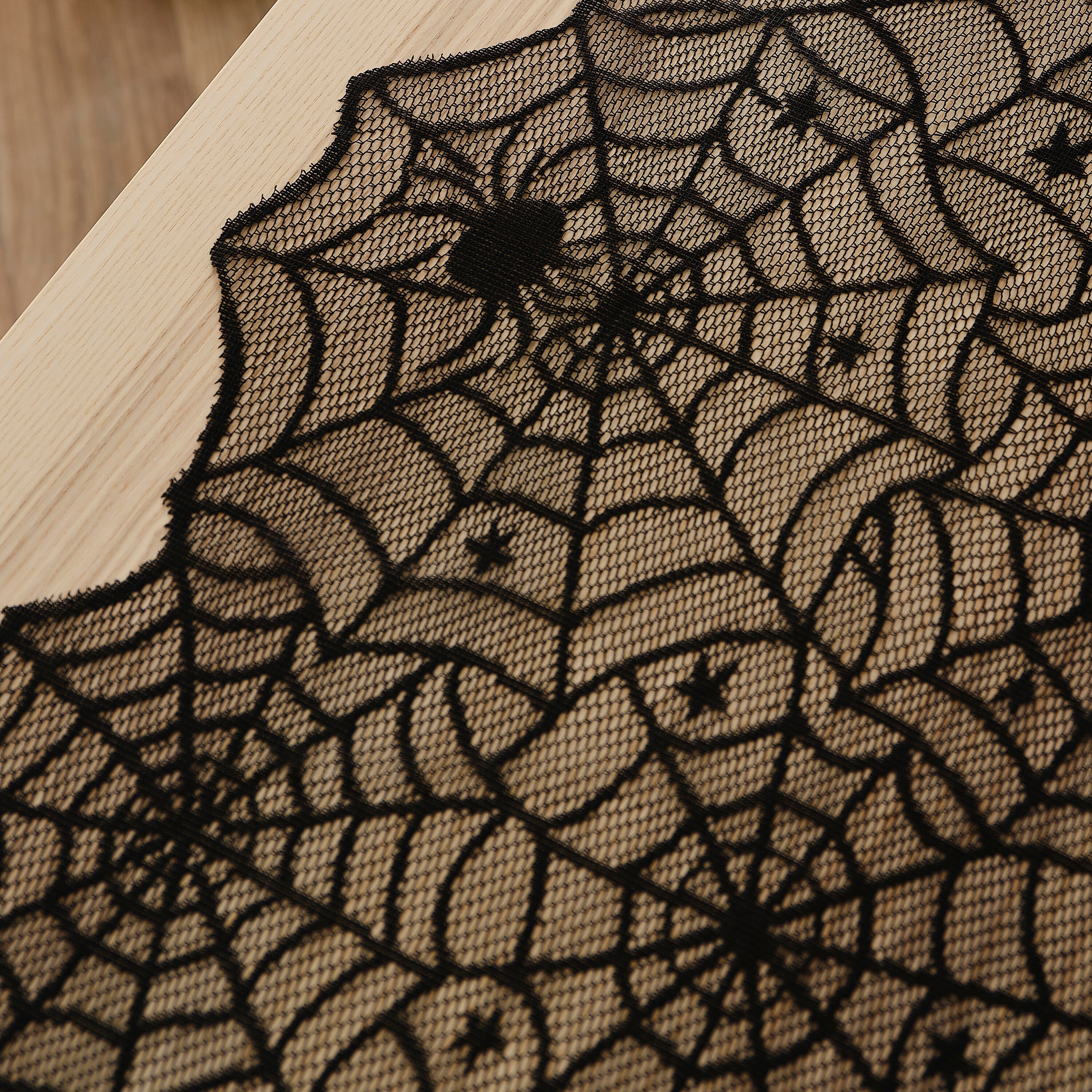 Black Spider Web Halloween Table Runner
