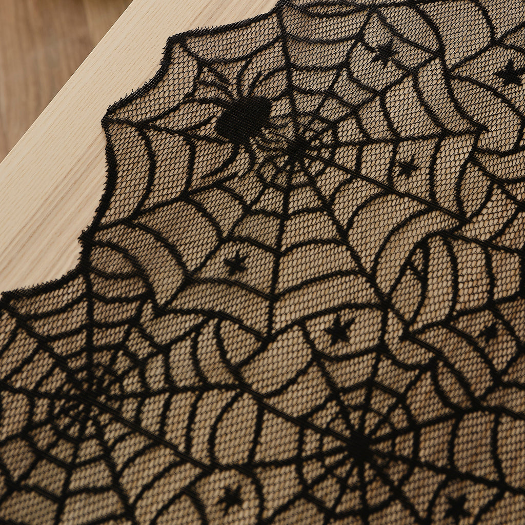 Black Spider Web Halloween Table Runner- 5 Inner Pack