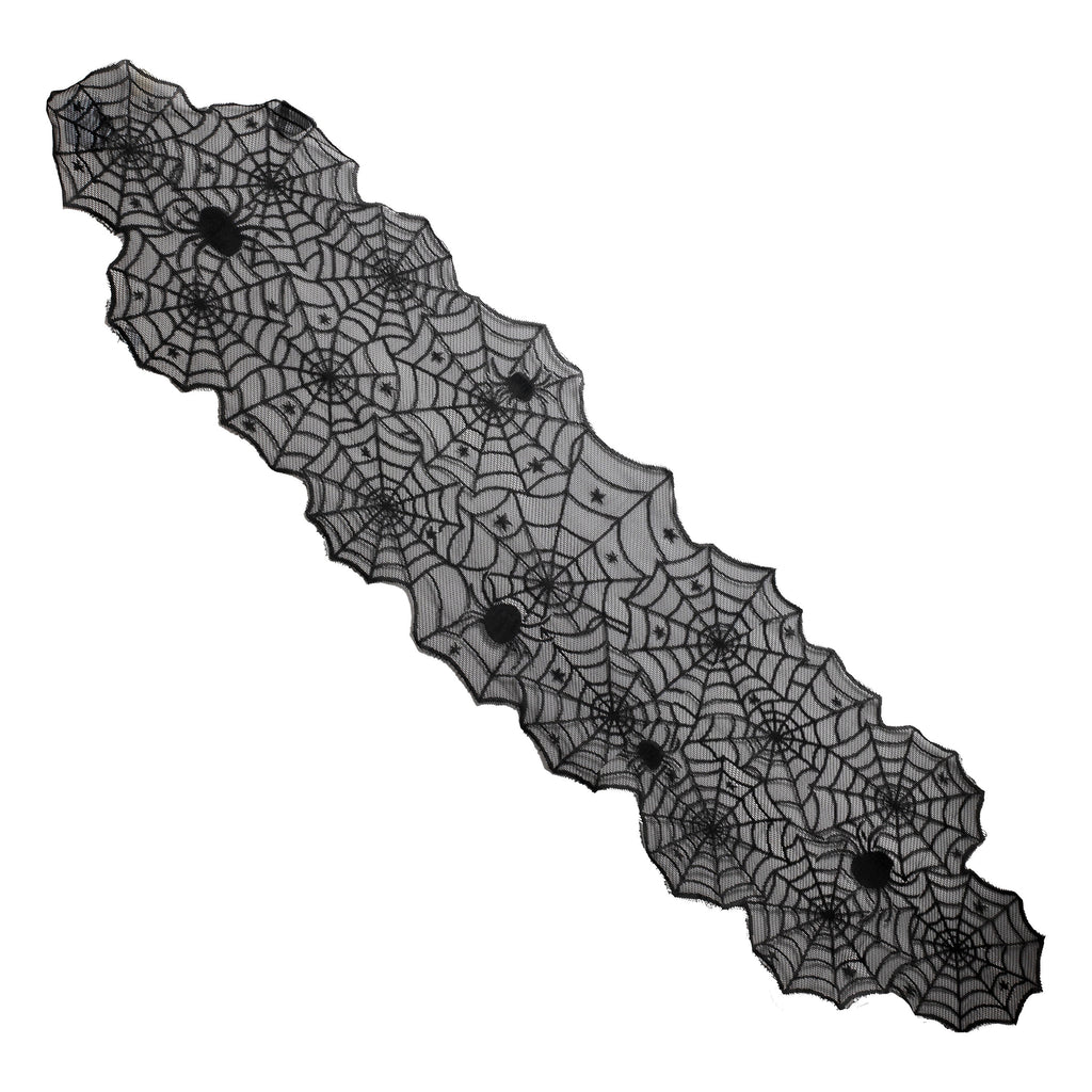 Black Spider Web Halloween Table Runner