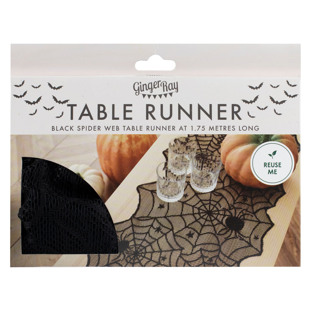 Black Spider Web Halloween Table Runner- 5 Inner Pack