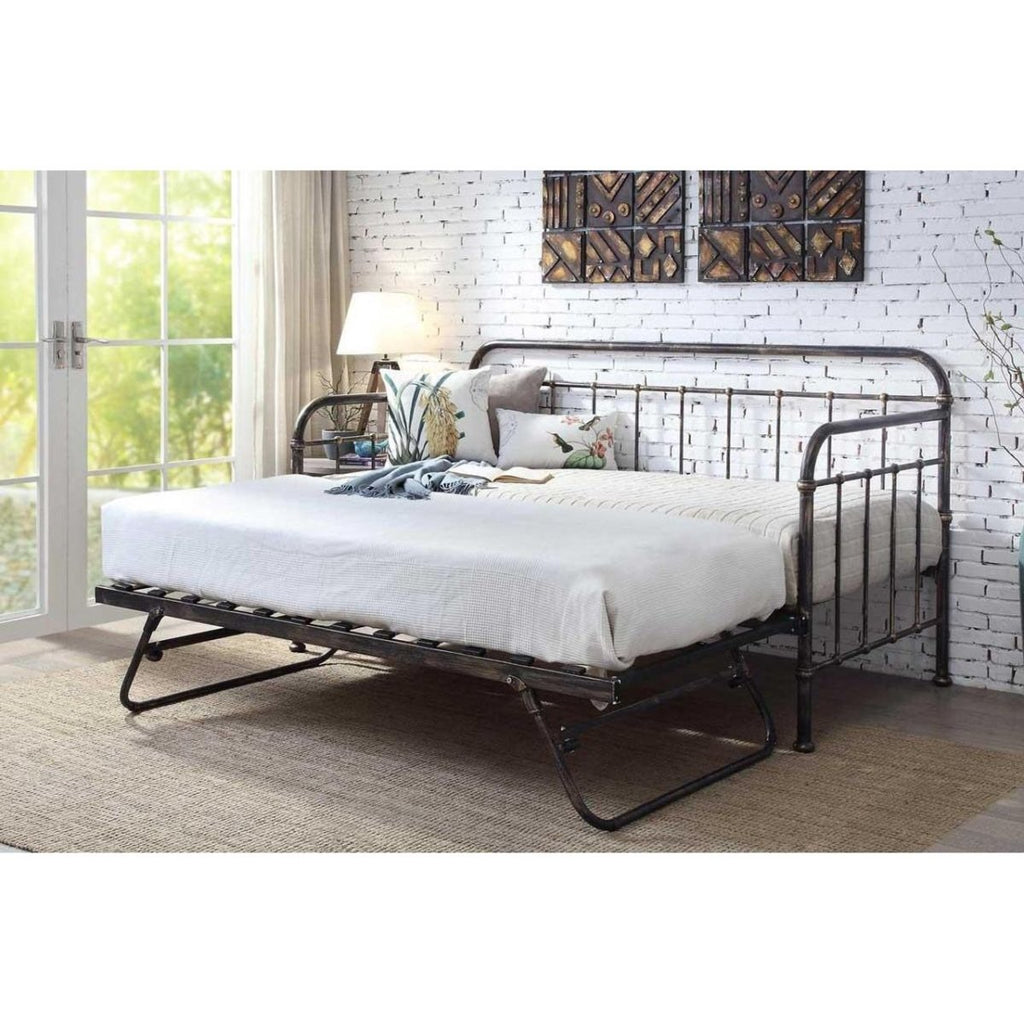 Harlow Brushed Antiqued Metal Day Bed & Trundle - Single - Beales department store