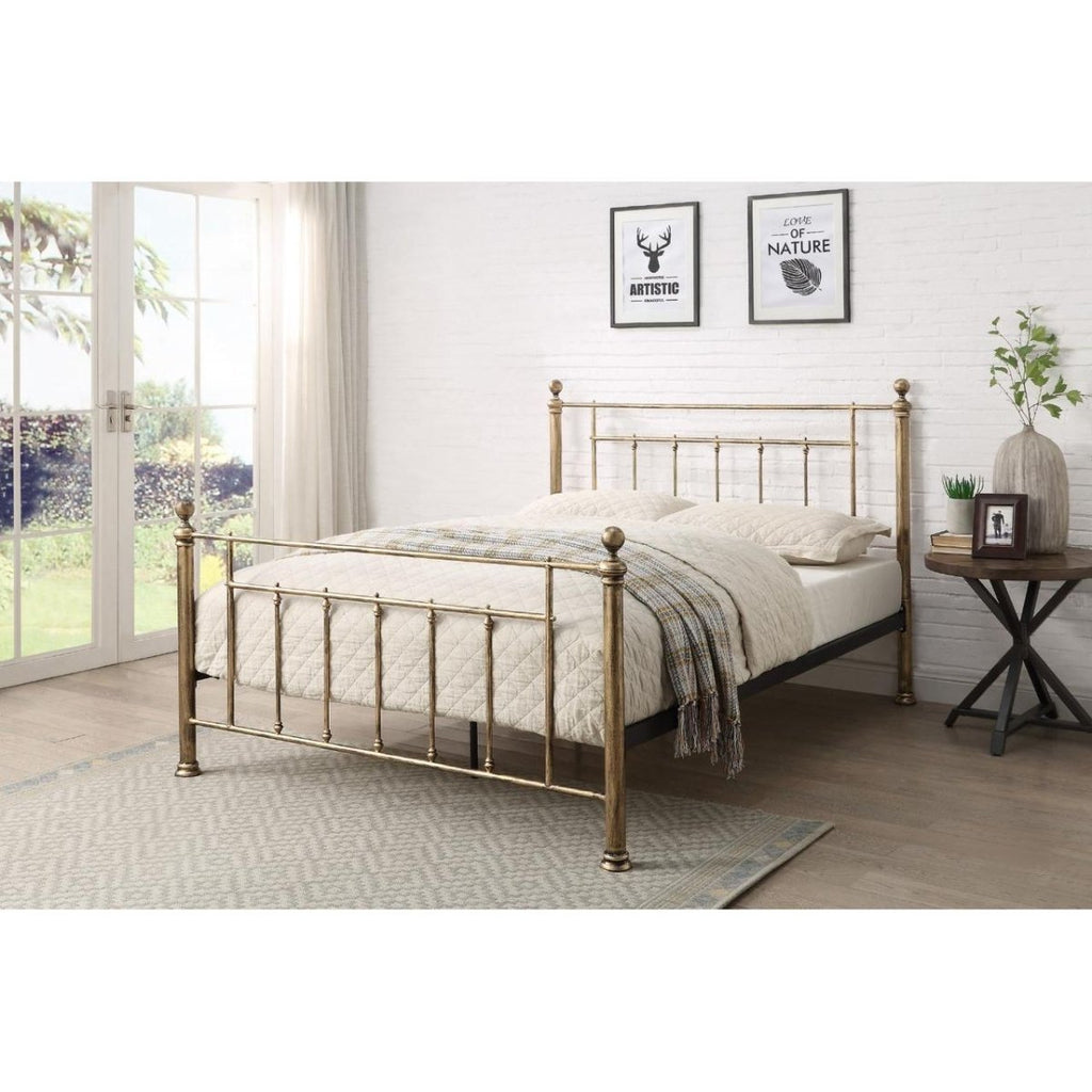 Harpenden Brushed Gold Metal Bed - Beales department store