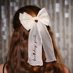 Ivory Embroidered 'Birthday Girl' Hair Bow- 5 Inner Pack