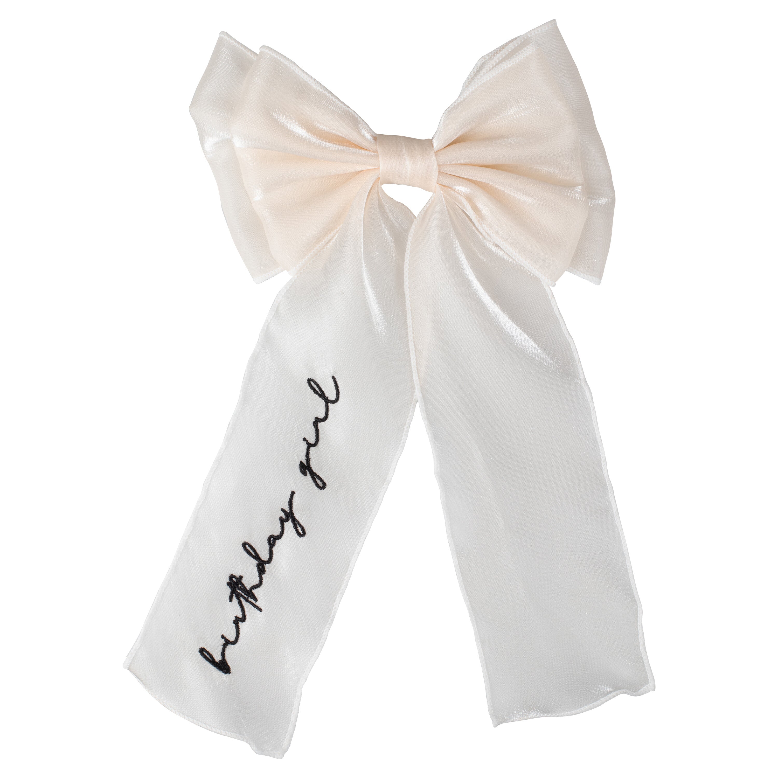 Ivory Embroidered 'Birthday Girl' Hair Bow