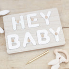 Hey Baby Wooden Puzzle Baby Shower Guest Book- 5 Inner Pack