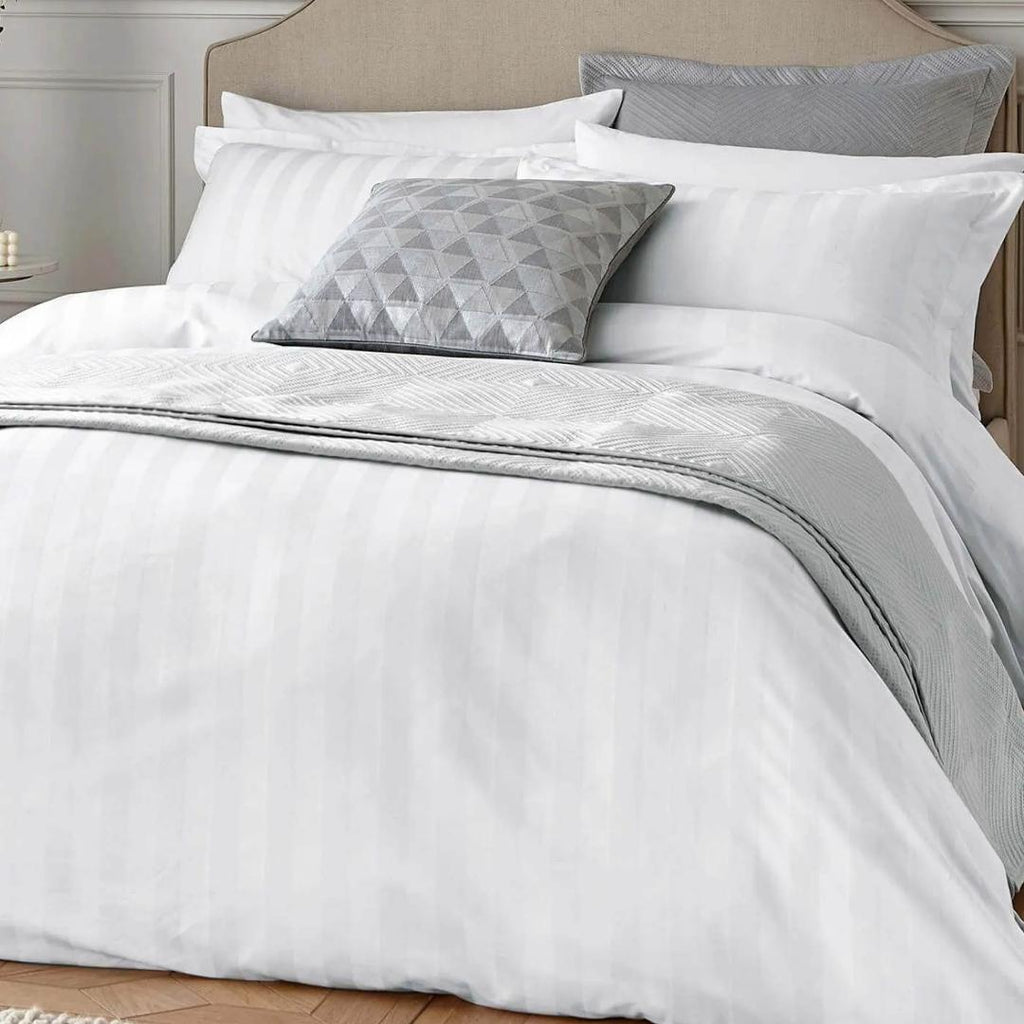 Helena Springfield Modern Deco Moderne Stripe Duvet Cover Set - White - Beales department store