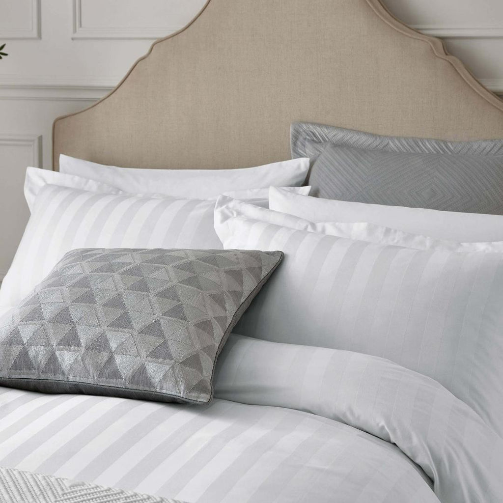 Helena Springfield Modern Deco Moderne Stripe Duvet Cover Set - White - Beales department store