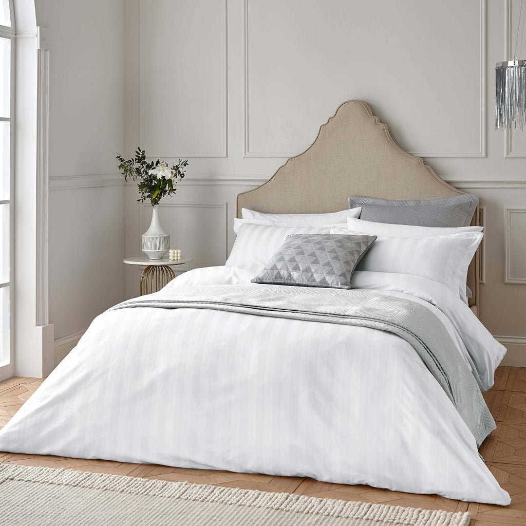 Helena Springfield Modern Deco Moderne Stripe Duvet Cover Set - White - Beales department store