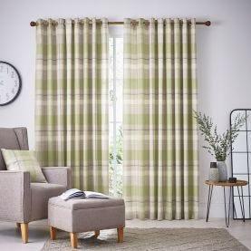 Helena Springfield Nora Lined Curtains 90" x 90" - Willow - Beales department store